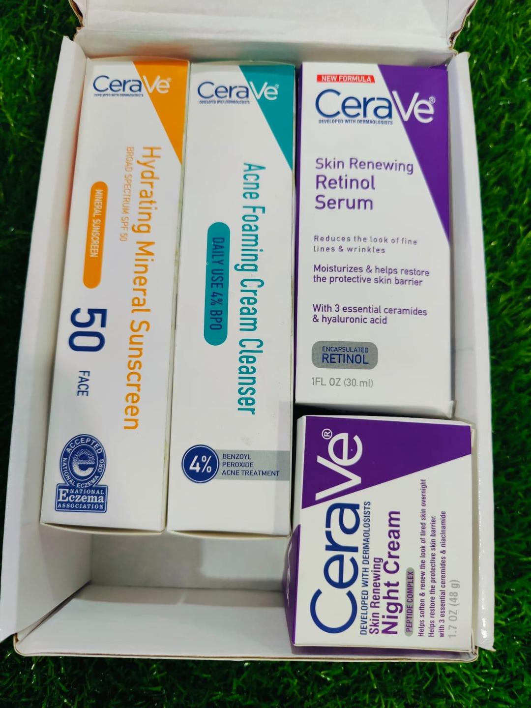 Ultimate 4 in 1 Skincare Bundle: Night Cream, Retinol Serum, Acne Cleanser & Sunscreen