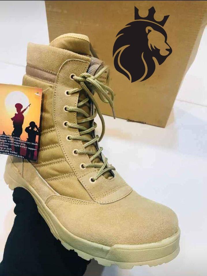 Men's Synthetic Leather Semi-Formal Knee High Boots - BEIGE SWAT